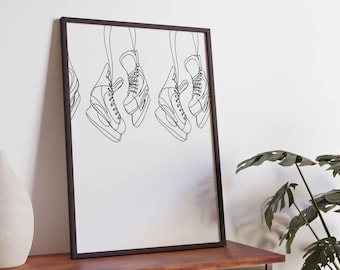 Ice Skating Skates Line Art Print, Digital Download, Gift for Ice Skating Lovers, Figure Skating & Hockey Skates, Minimalist Ice Skating Art