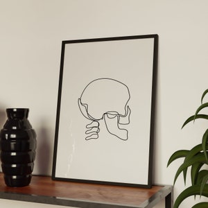 Minimalist Human Skeleton Anatomy Line Art, Digital Download, Skull Print, Biology, Outline Drawing, Medical Chiropractic, Physio, Bone