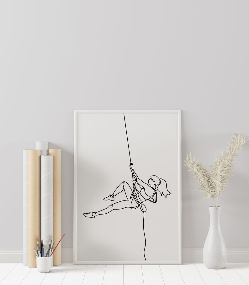 Minimalist Hiking Line Art, Traveler Wall Art, Digital Download Print ...