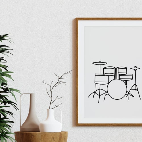 Drum Kit Wall Art Drums Set Poster Minimalist Terra Cotta Etsy