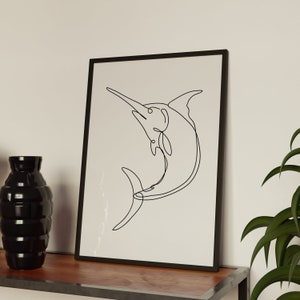 Minimalist Fish Line Art, Digital Download, Fisherman Prints