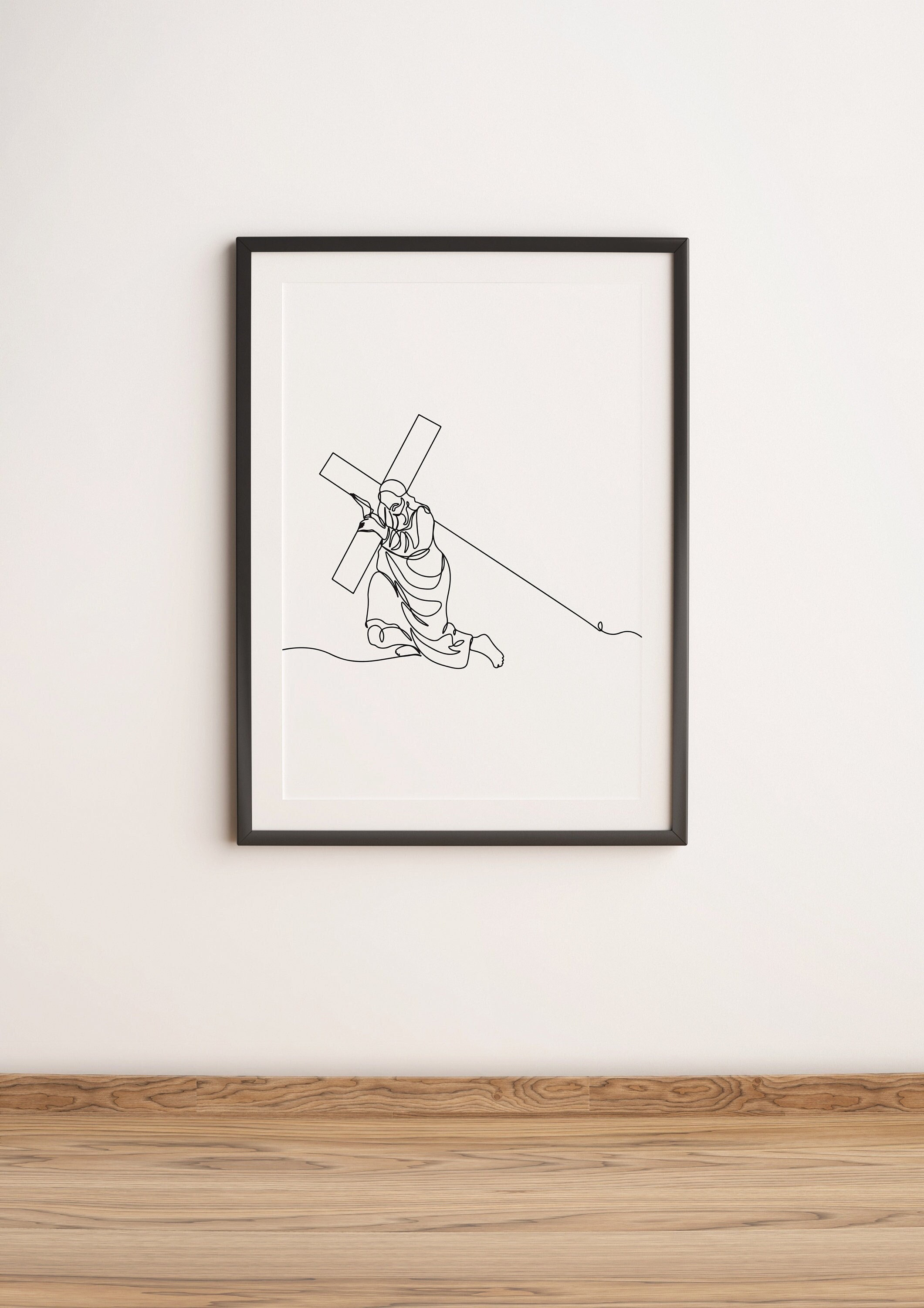 Minimalist Christian Line Art, Digital Download, Religious Print - Etsy