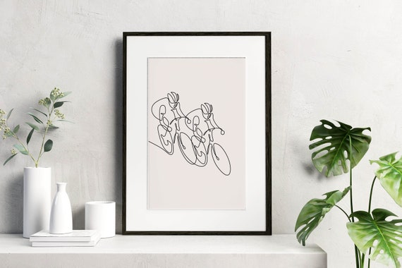 Cyclist line art, Minimalist biker wall , Digital Download, Mountain bike print, Extreme sport printable, Bicycle poster, fitness athletes