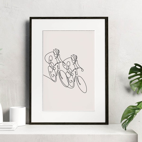 Cyclist line art, Minimalist biker wall , Digital Download, Mountain bike print, Extreme sport printable, Bicycle poster, fitness athletes