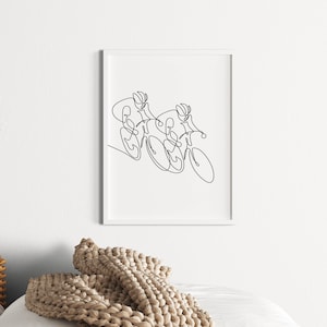 Cyclist line art, Minimalist biker wall , Digital Download, Mountain bike print, Extreme sport printable, Bicycle poster, fitness athletes image 6
