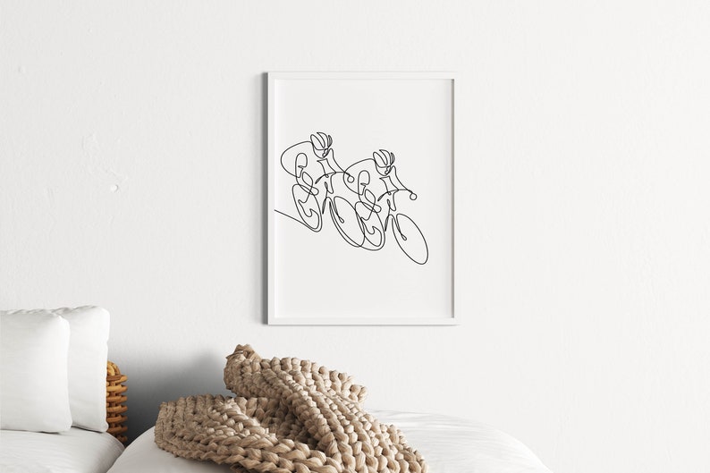 Cyclist line art, Minimalist biker wall , Digital Download, Mountain bike print, Extreme sport printable, Bicycle poster, fitness athletes image 6