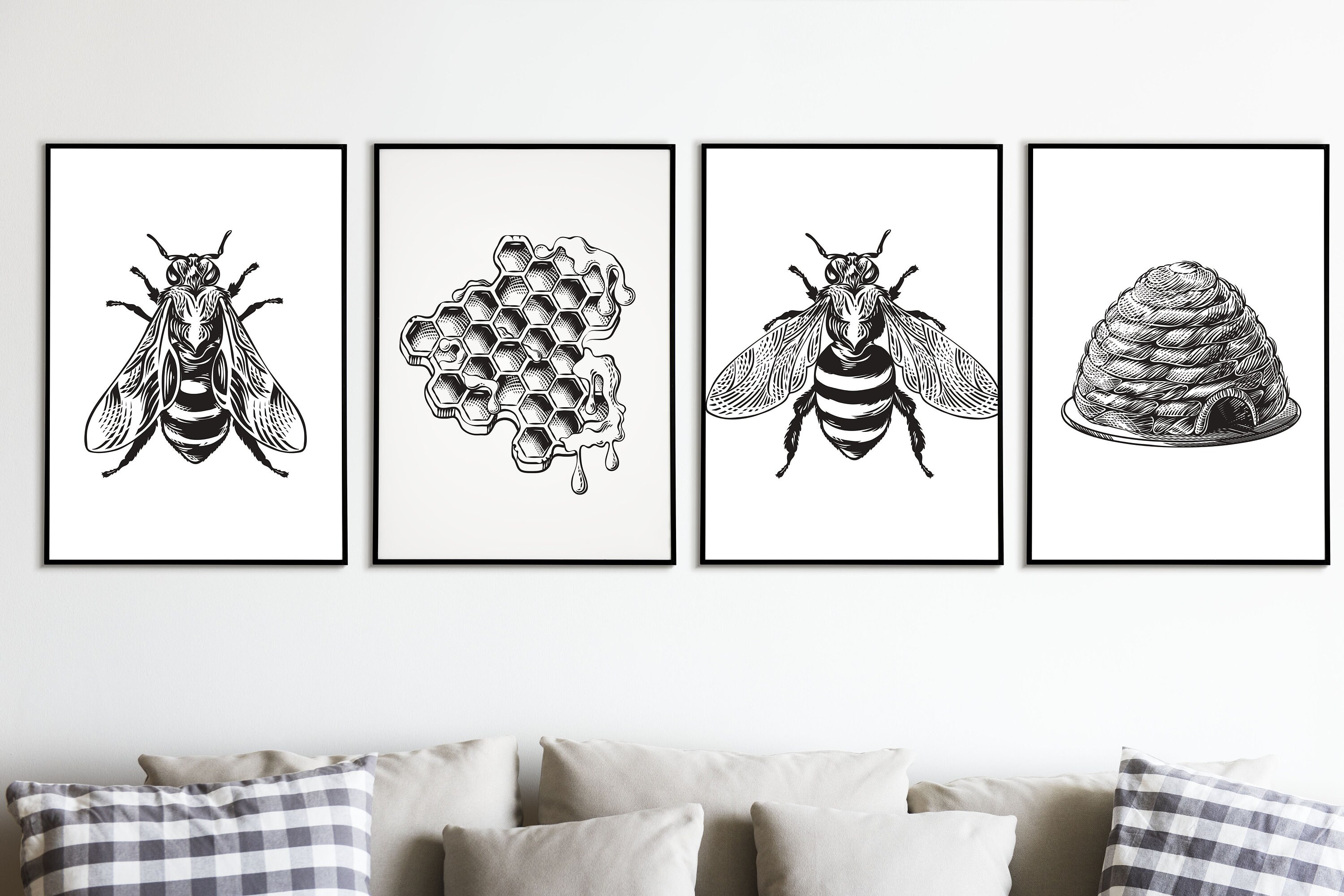 Bee Hive Honeycomb Wall Art Decor Set of 3 Digital Download - Etsy