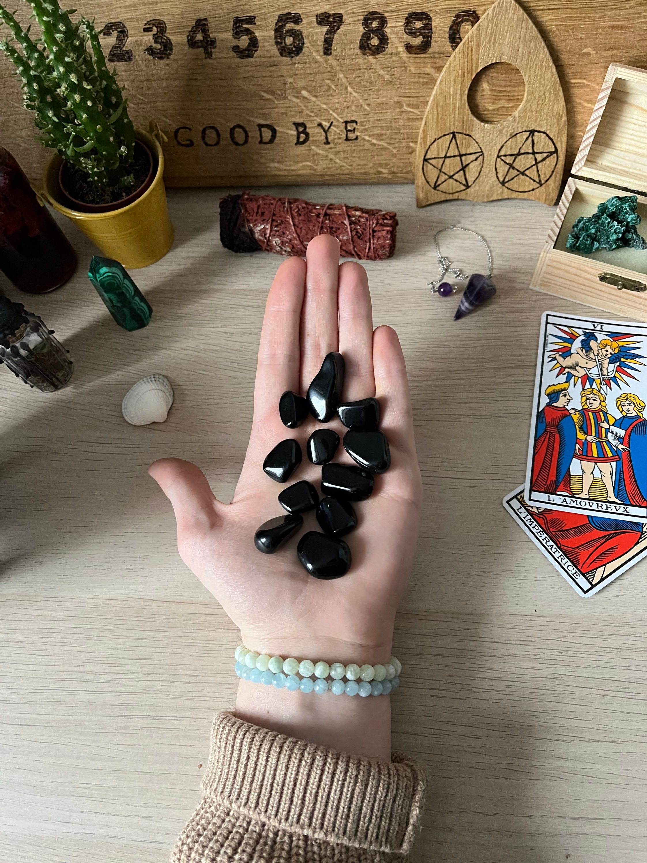 Pierres Roulées d'obsidienne Noire