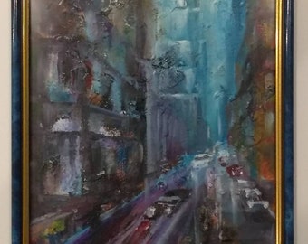 Elon Musk Spaceman City Original Space Painting Oil on Canvas - Etsy