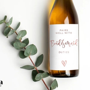 Si Abbina Bene Con Doveri Della Damigella D'Onore, Etichetta Di Vino Personalizzata, Regalo Per Testimone Matrimonio,Etichette Di Vino Nozze