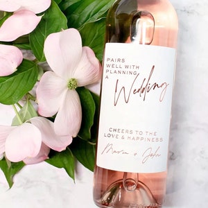 Pairs Well With Planning A Wedding, Engagement Wine Label, Engagement Gift, Wedding Planning Gift, Engagement Wine, Engagement Wine Sticker