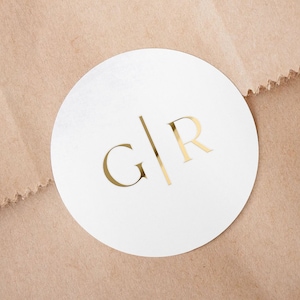 Wedding Stickers With Monogram, Monogram Foiled Stickers, Custom Foil Stickers, Wedding Invitation Sticker Seal, Initial Wedding Stickers