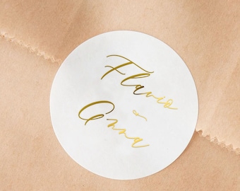 Script Wedding Stickers, Frosted Stickers, Personalised, Transparent Stickers, Wedding Favour Stickers, Envelope Foiled Seals, Rose Gold