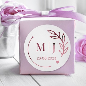 Monogram Wedding Stickers, Floral Wreath Foiled Sticker, Floral Wedding Stickers With Real Foil, Custom Foil Stickers, Save The Date,Frosted