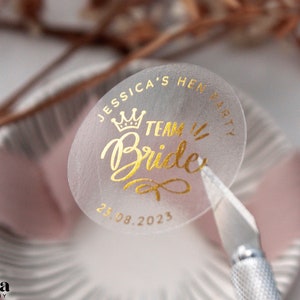 Adesivo Team Bride Bomboniere Per Addio Al Nubilato, Adesivo Personalizzato, Decorazioni Per Addio Al Nubilato, Etichette Con Lamina D'oro