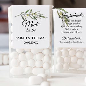 Etichette Tic Tac Tema Ulivo, Rametto d’ulivo, Mint to Be, Nozze Italiane, Personalizzate per Matrimonio o Bridal Shower.
