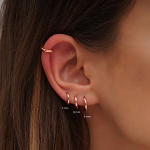 Small silver hoop earrings, Huggie hoop earrings, Gold plated huggies, Cartilage earring, Helix hoop, Sleeper hoop earrings, sterling silver image 2