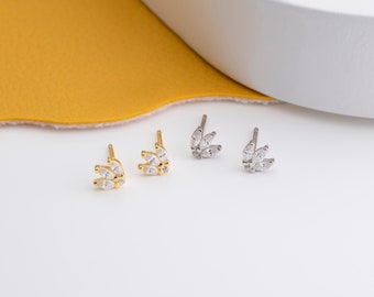 Silver stud earrings, Gold stud earrings, Small stud earrings, Minimalist earrings,  Earrings with cubic zirconia stone
