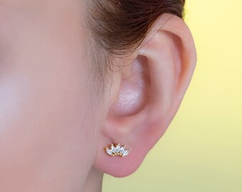 Silver stud earrings, Gold stud earrings, Small stud earrings, Minimalist earrings,  Earrings with cubic zirconia stone.