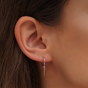 Spike Dangle Earrings, Spike Hoop Earrings, Silver Dangle Earrings, Gold Dangle Earrings, Dangle and Drop Earrings, Sterling Silver Earring. image 3