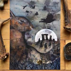 I Shall Go Into A Hare A4 Art Print nature wild magical illustration