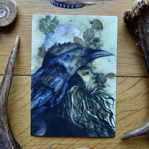 And The Raven Greetings Card Watercolour, nature, Spirit, art