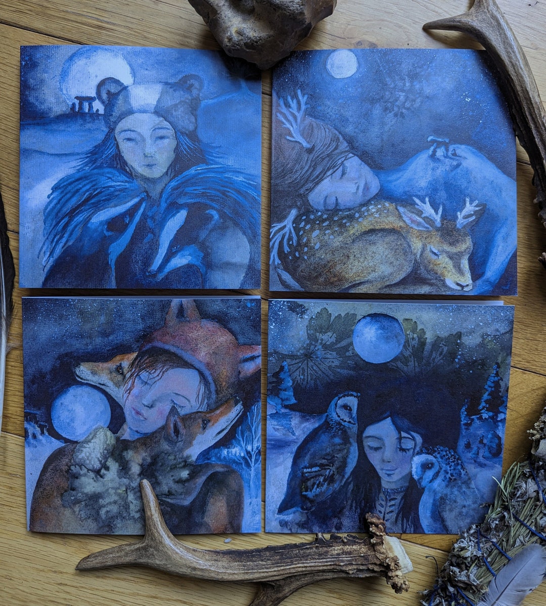 Yule Greetings Card Pack Wildlife Winter Yule Festive Fox Etsy