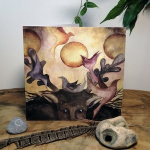 Earth Fae Greetings Card, birds, nature spirits, wild.