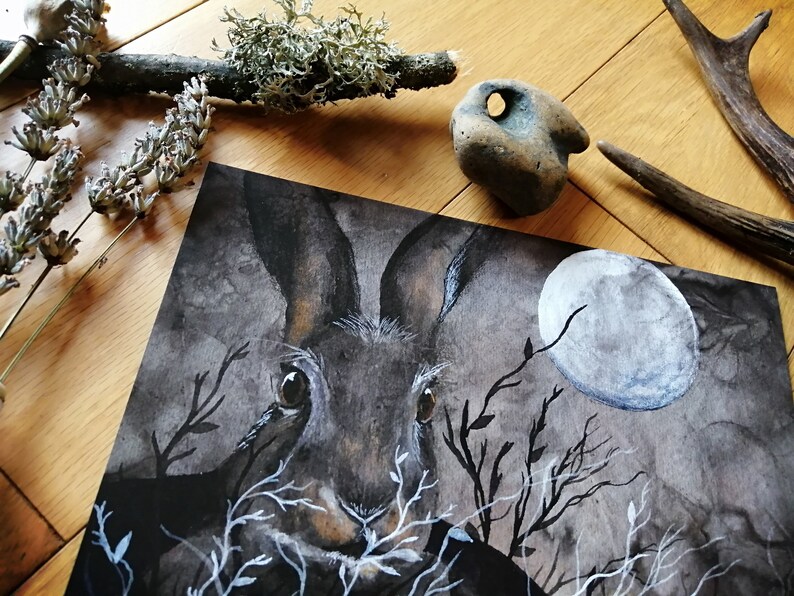 Bramble Moon Square Art Print Moon Hare Wild Art - Etsy