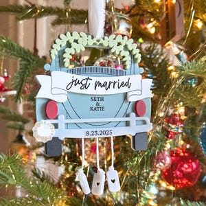 Personalized Car, First Christmas Married Ornament, Newly Married Christmas, Wedding anniversary Gift,Married 2025, Wedding Gift Keepsake