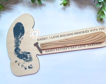 Personalized Father's Day Footprint Sign: DIY Maple Keepsake Gift