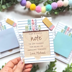 Personalized Wood Note Holder: Teacher Appreciation Gift