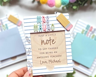 Personalized Wood Note Holder: Teacher Appreciation Gift