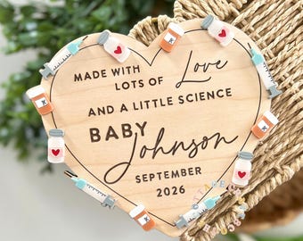 Pregnancy Announcement Sign, Made With Love and a Little Science Sign, IVF Baby Announcement, IVF Journey Reveal, IVF Pregnancy Announcement
