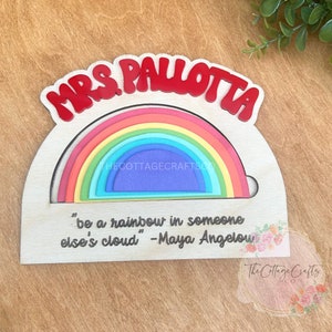 Rainbow Teacher Note Holder, Personalized Teacher Gift, Back to school supplies, End of Year