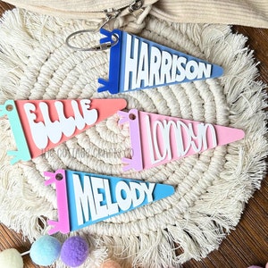 Personalized Acrylic Pennant: Custom Backpack Tag Keychain