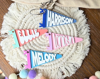 Personalized Acrylic Pennant: Custom Backpack Tag Keychain