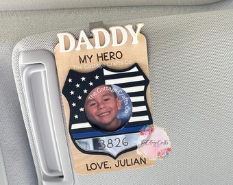 Father's Day Gift, Mother's Day Gift, Photo Frame, Wallet Size Photo Fram, Custom Photo Visor Clip, Gifts for Mom, Police Officer Gift,