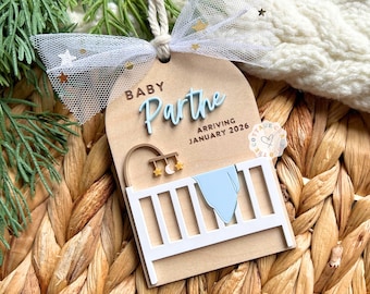 Expecting Parents Personalized Ornament ,mommy and daddy ornament, Pregnancy Announcement, Christmas, Baby Due 2026
