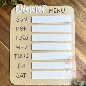 Dinner Menu Dry Erase Sign, Weekly Meal Planning Sign, Kitchen Accessories, Personalized Home Decor