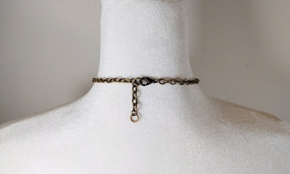 Vintage Necklace Antique Gold Metal Filigree Scro… - image 4