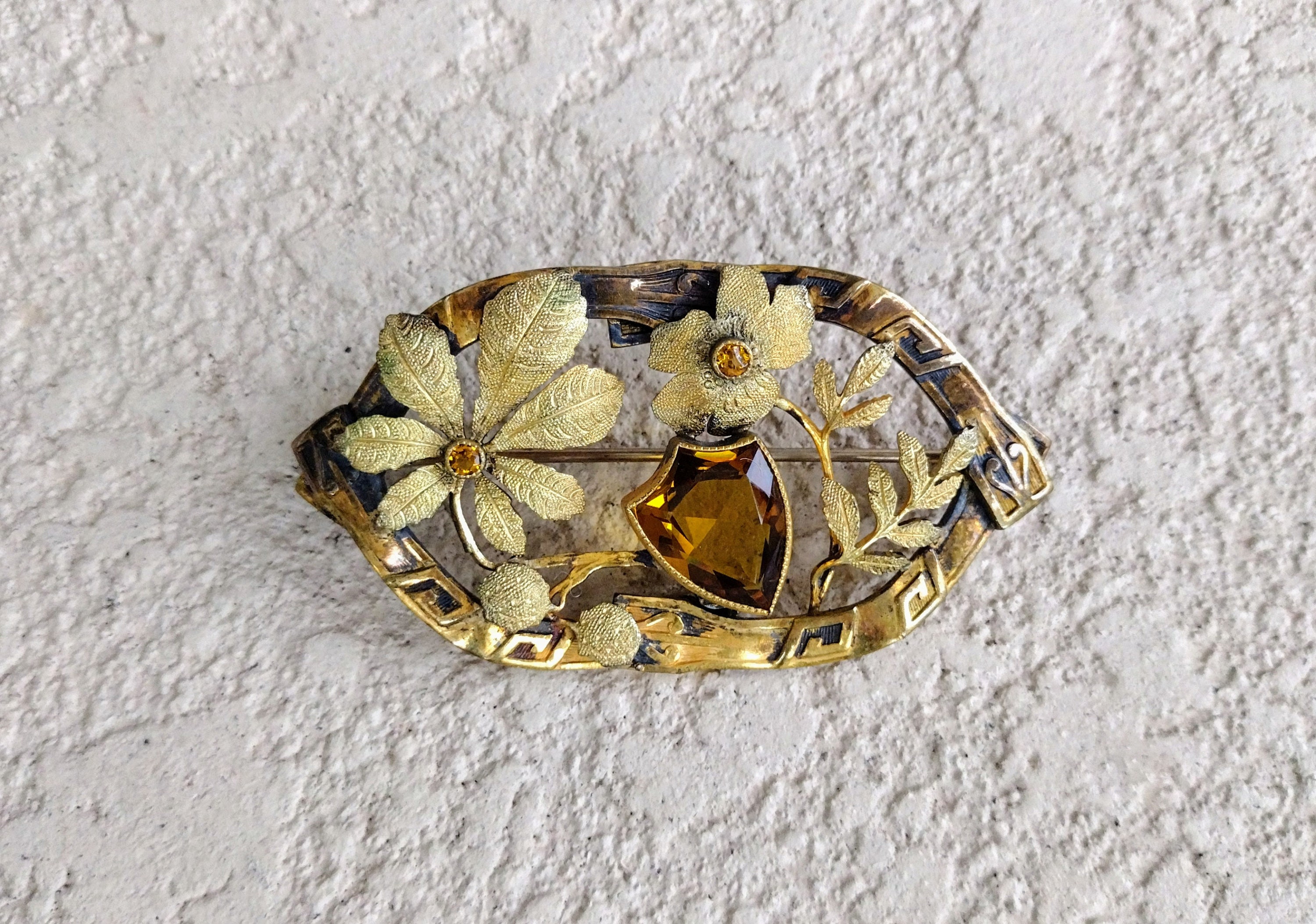 Vintage Signed Brooch Sash Pin GLP George L Paine Jewelry Gold Metal ...