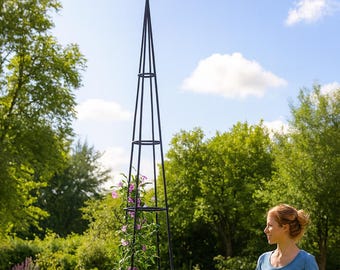 Rosenobelisk Metall 280 cm – stabiele Rankhilfe für Rosen & Clematis – extra hoog – Garten Obelisk