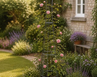 Rosenobelisk Rohstahl 160 cm – Metall Rankhilfe zum Rosten – natural Rostoptik für den Garten