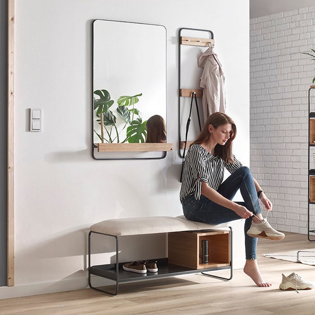Scandinavian Style Hallway Bench With Shelf Etsy