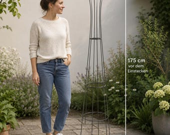 Gartenobelisk Rohstahl 175 cm – compact Rankhilfe für kleine Beete & Rosen – entwickelt natürliche Rostpatina