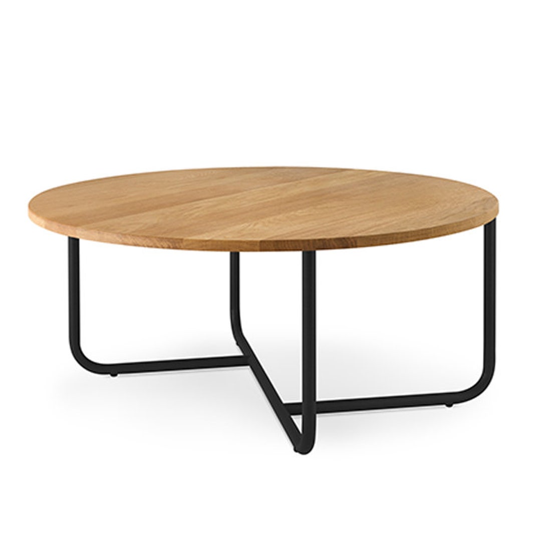 Round Coffee Table With a Solid Oak Top Etsy