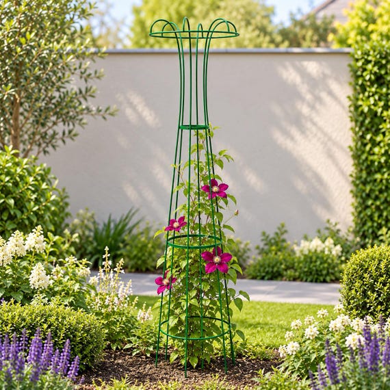Rosenobelisk Metall 200 cm – stabile Rankhilfe für Rosen & Clematis – pulverbeschichtet grün – Garten Rankturm