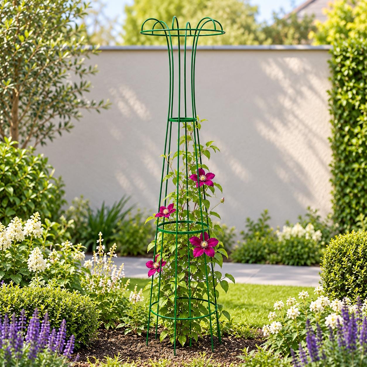 Rosenobelisk Metall 200 cm – stabile Rankhilfe für Rosen & Clematis – pulverbeschichtet grün – Garten Rankturm