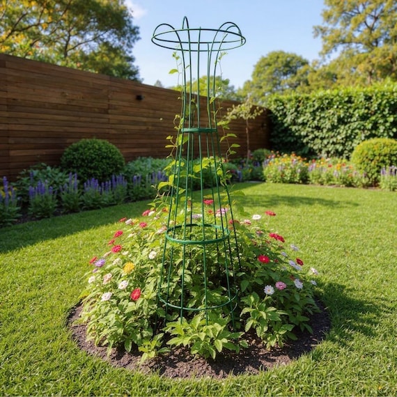 Rosenobelisk Metall 200 Cm – Stabile Rankhilfe Für Rosen & Clematis – Pulverbeschichtet Grün – Garten Rankturm